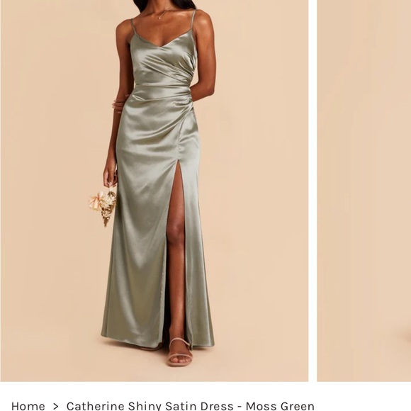 Catherine Shiny Satin Dress - Moss Green Green - Bridesmaid Dress - Picture 1 of 7